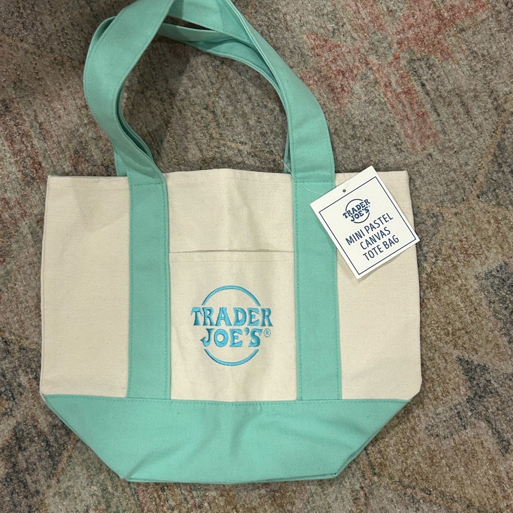 Canvas Tote Bag - Cream and Mint